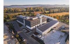 Luftansicht des Verwaltungsgebäudes der Stadtwerke Schorndorf
